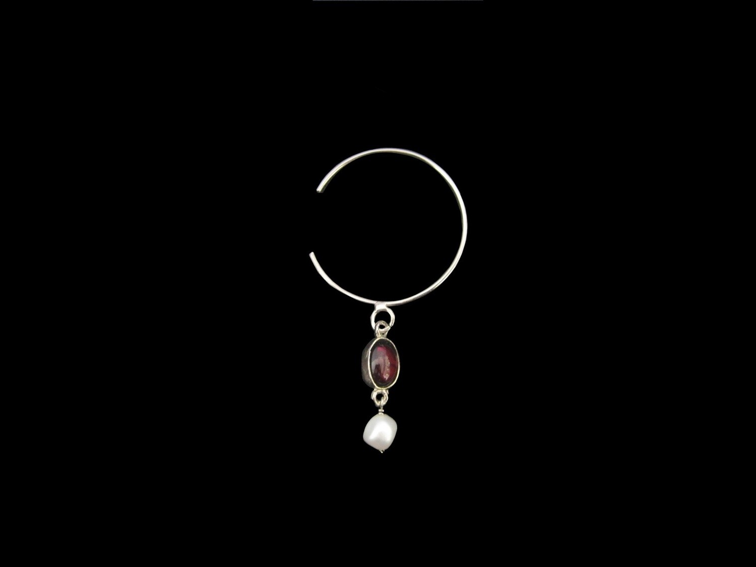 ROUND HOOP EARRINGS WITH 2 TIER GEMSTONES