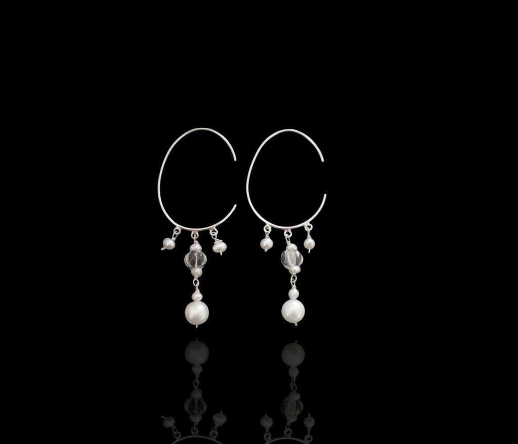 LARGE OVAL HOOP EARRINGS WITH MULTIPLE GEMSTONE
