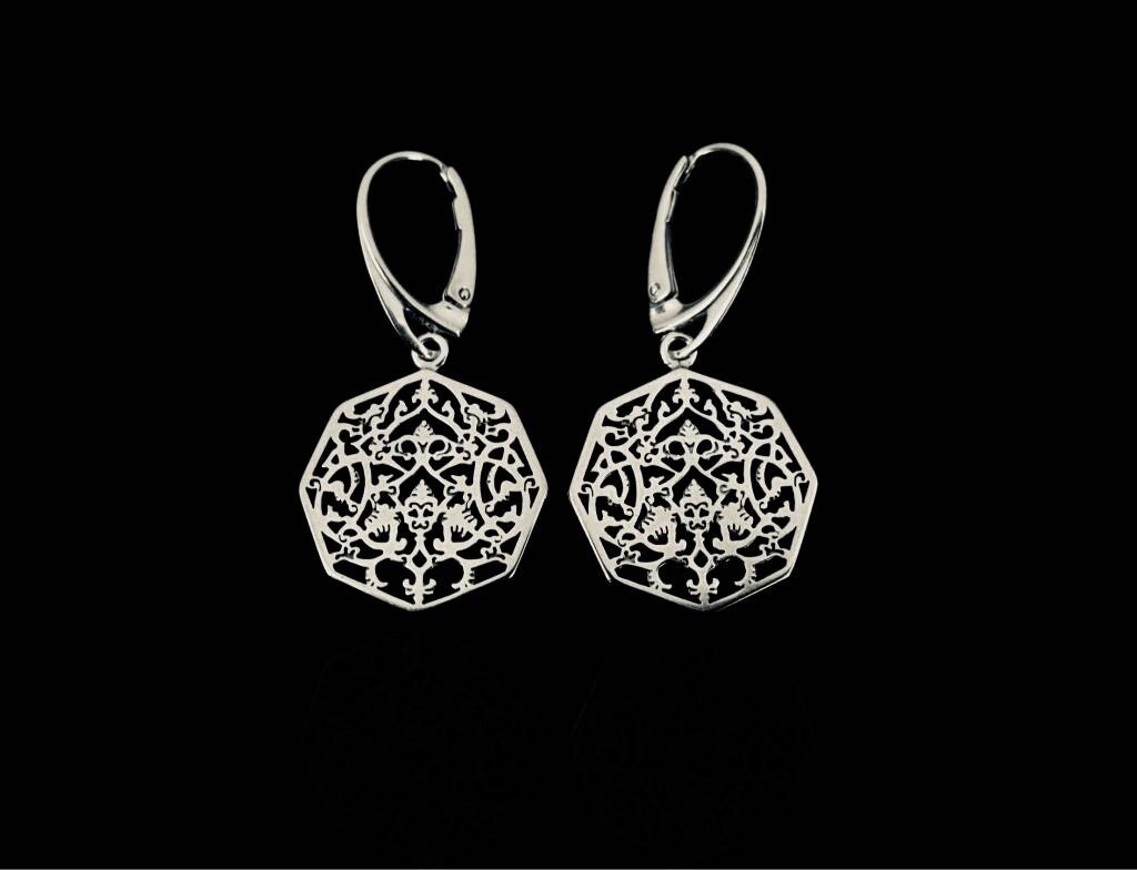 OCTAGON SILVER EARRINGS WITH FRENCH HOOK