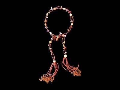Agate tie necklace with copper beads