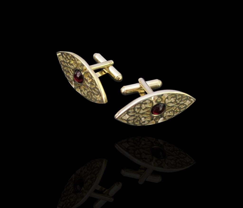 SILVER GP OVAL CUFFLINKS WITH CABOCHON