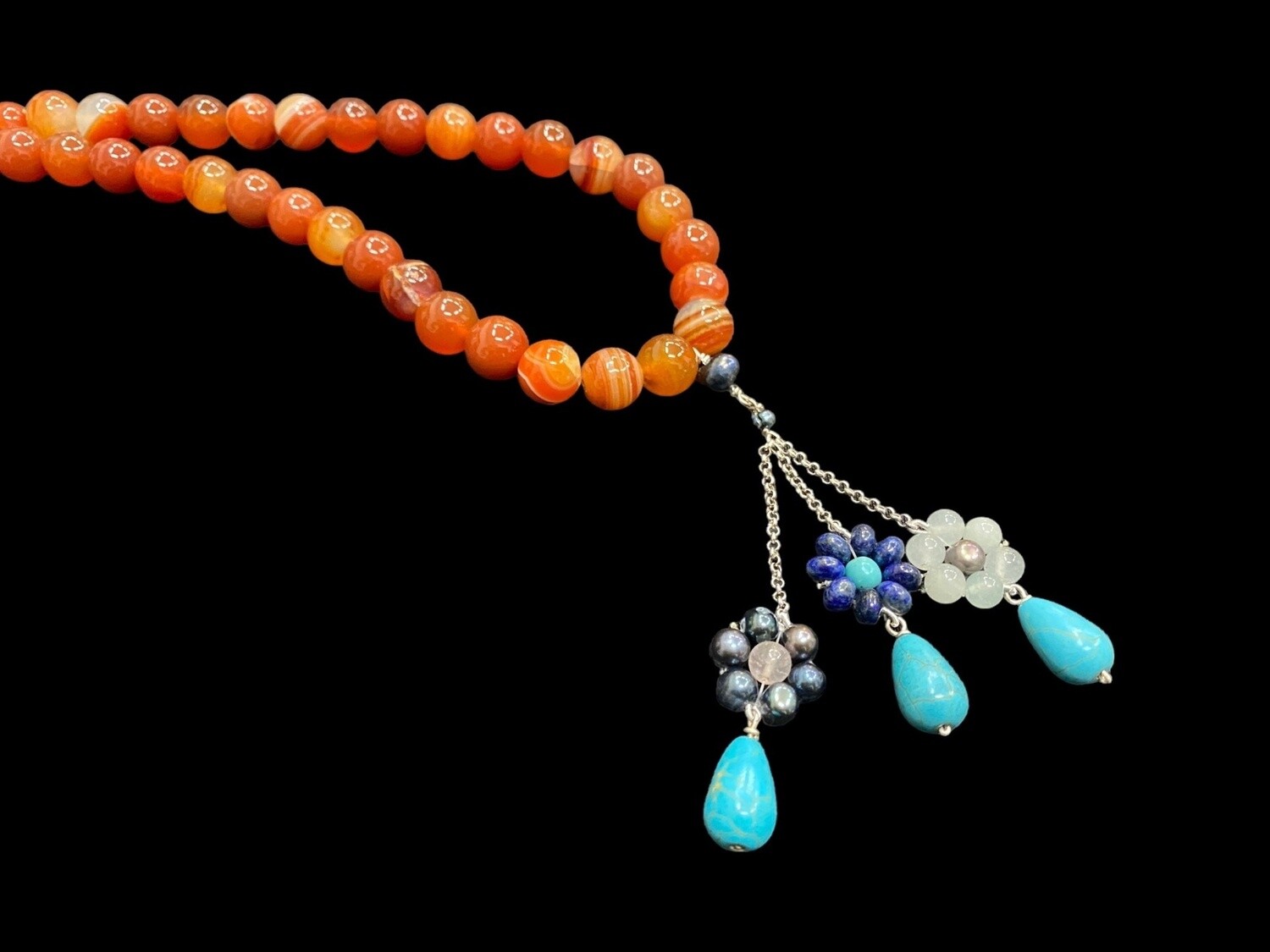 Stone Necklace and Flower Tassel