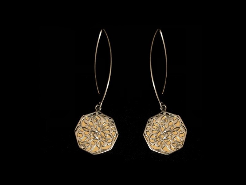 Large Oval Hook Earrings With Cairo Motif