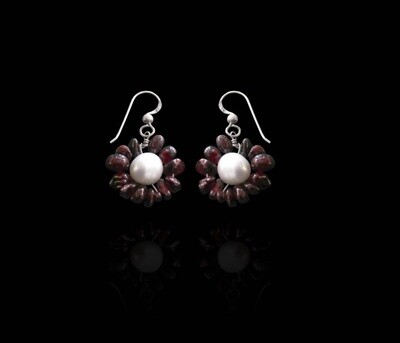 Single tumbled stone flower earrings