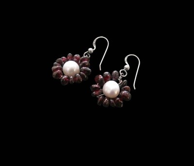 Single tumbled stone flower earrings