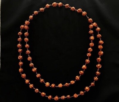Long layered copper beaded necklace