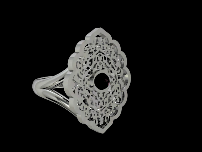 OVAL ARABESQUE 3D RING WITH CABOCHON