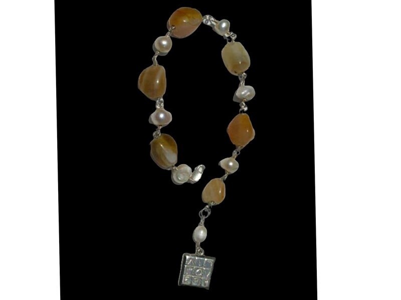 STONE BRACELET. SILVER LINKS &amp; MAGIC SQUARE