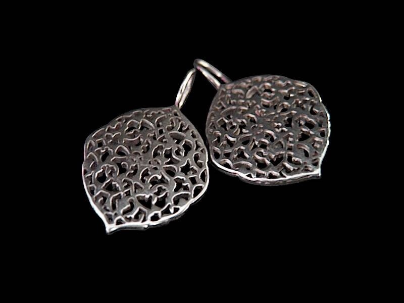 Silver Oval Arabesque Earrings