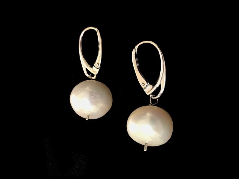 X LARGE PEARL EARRINGS WITH SILVER FRENCH HOOK