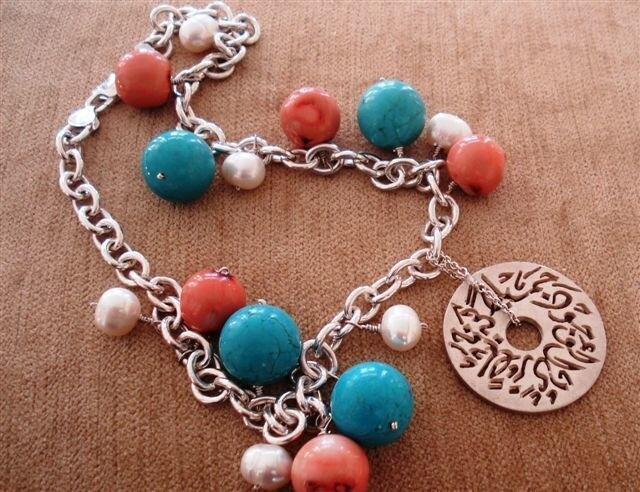 THICK SILVER CHAIN WITH STONES AND MEDIUM DISC