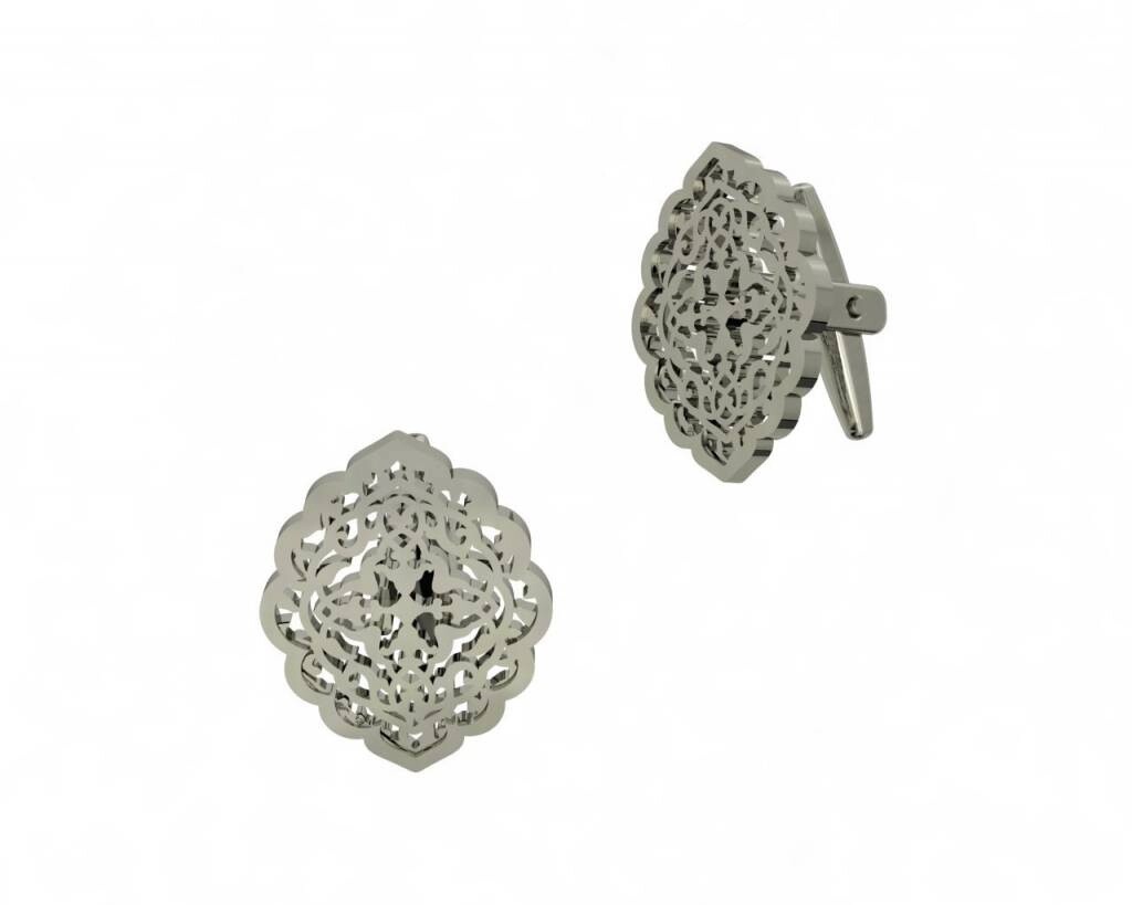 OVAL ARABESQUE 3D CUFFLINKS SILVER