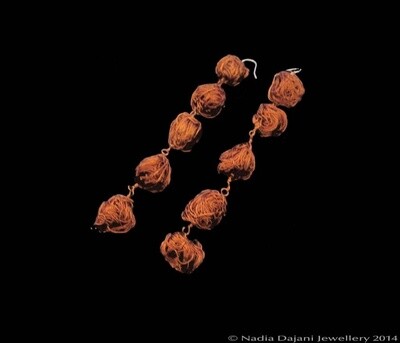 5-Tier Copper Wire Bead Earrings