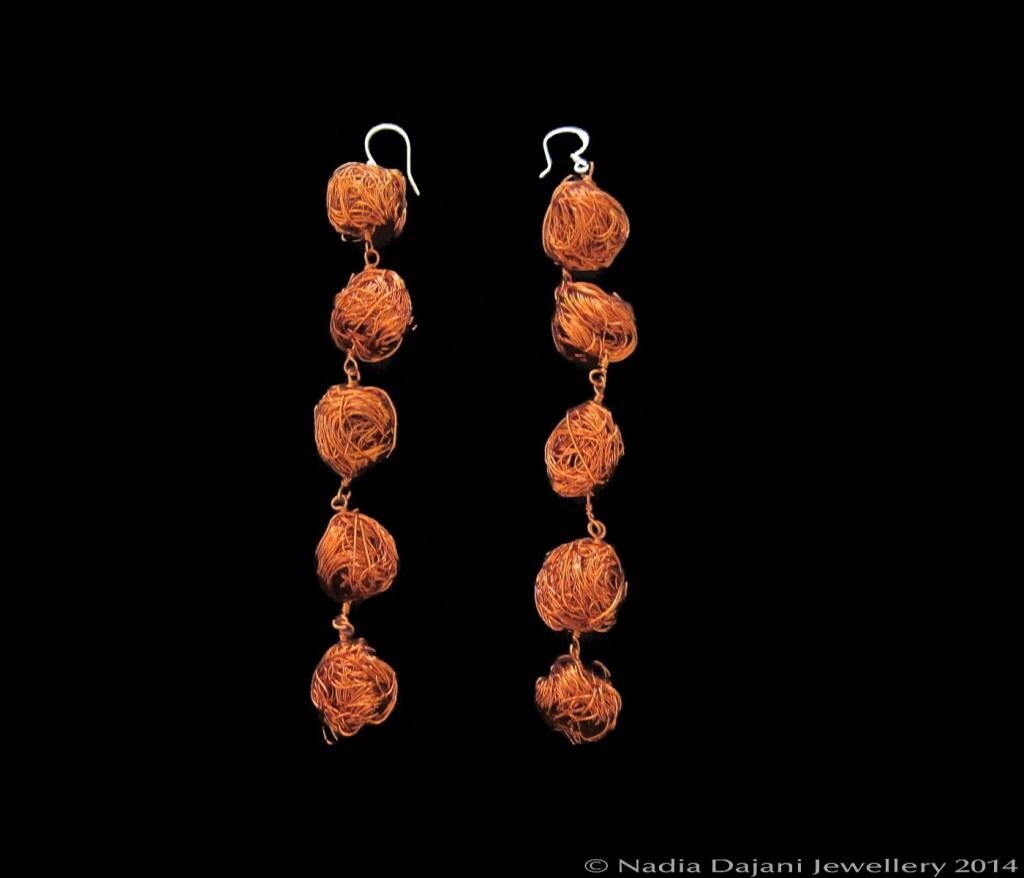 5-Tier Copper Wire Bead Earrings