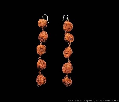 5-Tier Copper Wire Bead Earrings