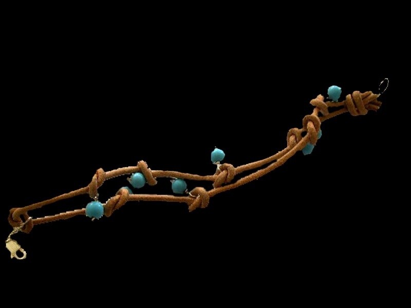 LEATHER BRACELET WITH TURQUOISE