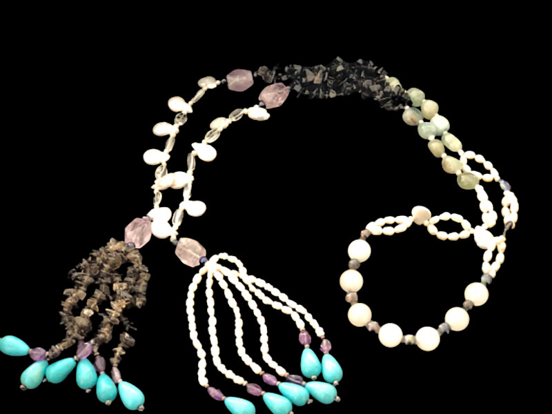 SMOKEY. AMETHYST &amp; ROCK CRYSTAL TIE