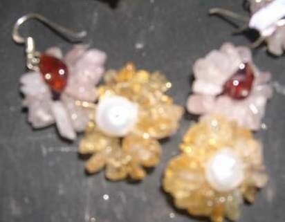 TWO TIER GEMSTONE FLOWER EARRING