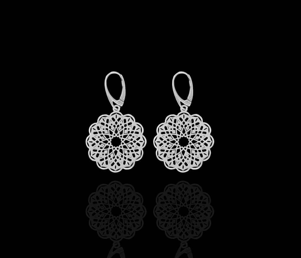 ROUND GEOMETRIC SILVER EARRING