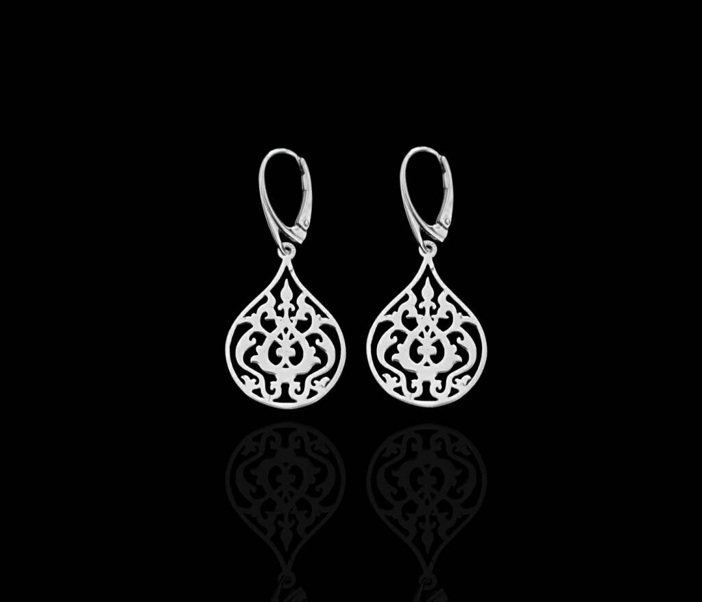 Small Silver Arabesque Earrings With Oval Hook