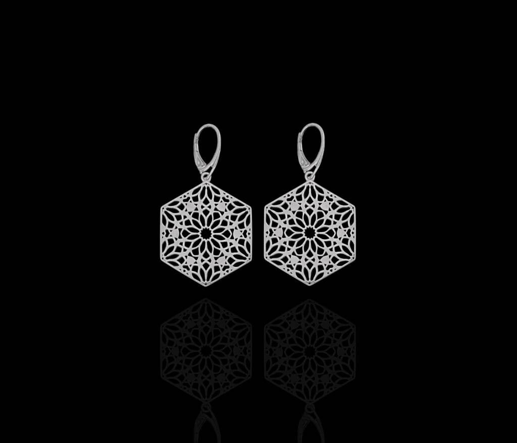 Silver Hexagon Earrings HEXAGON EARRINGS