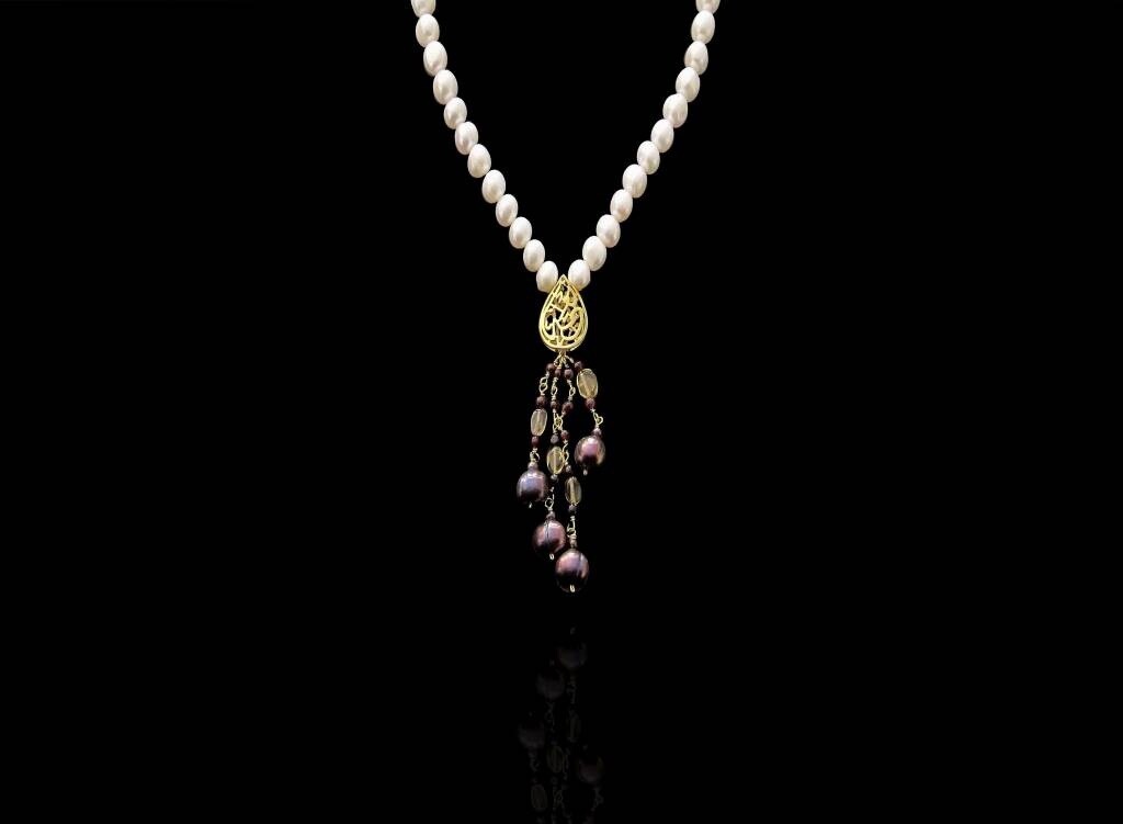 Almond Necklace With Tassels Gold Plated