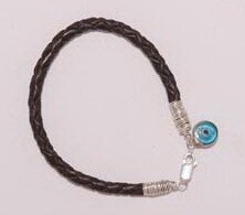 LEATHER BRACELET WITH EVIL EYE