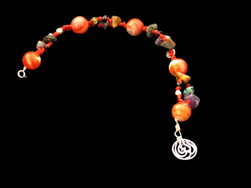 Agate &amp; Bedouin Bead Bracelet with Salam Word