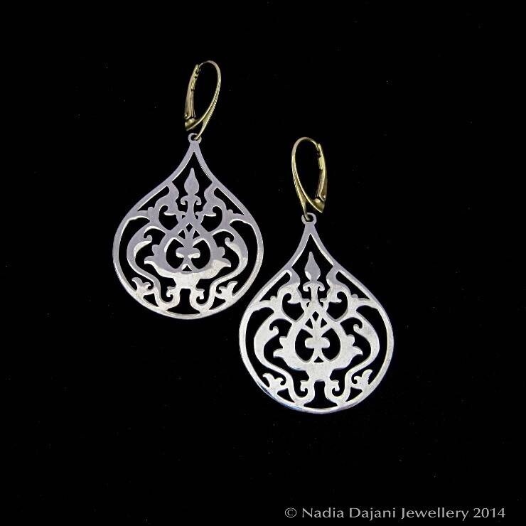 Large Two-Tone Arabesque Earrings