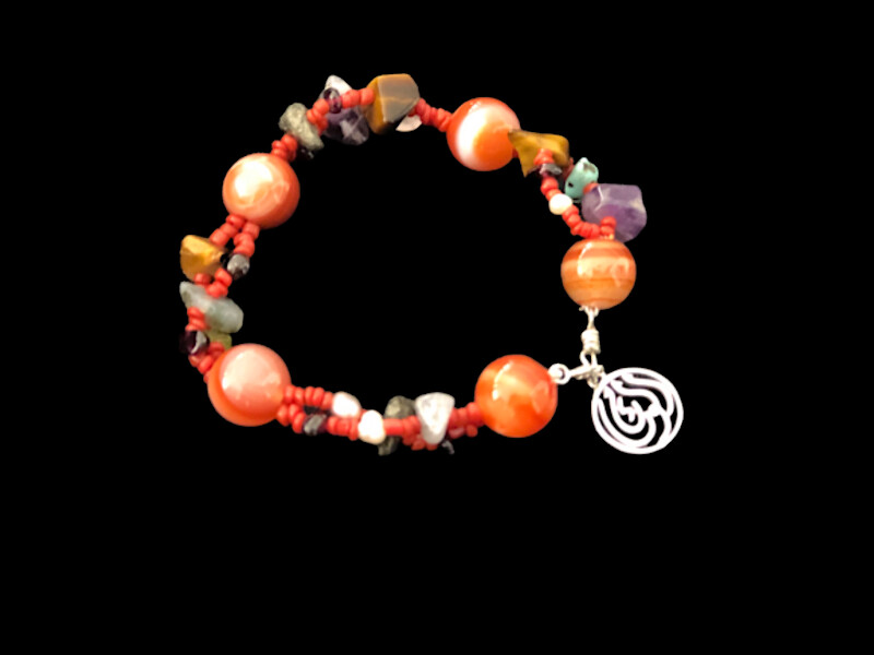 Agate &amp; Bedouin Bead Bracelet with Salam Word
