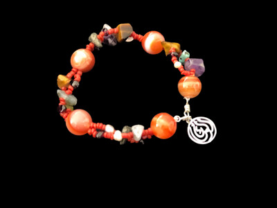 Agate &amp; Bedouin Bead Bracelet with Salam Word