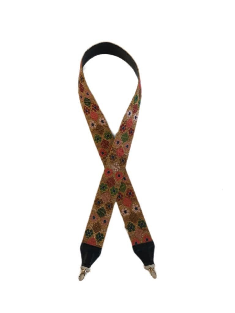 MUSTARD BAG STRAP WITH FLOWERS