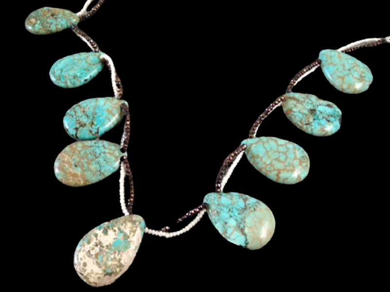 TURQUOISE WITH PEARLS AND PYRITES