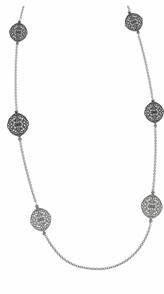 SILVER ARABESQUE QMA MOTIF LONG NECKLACE