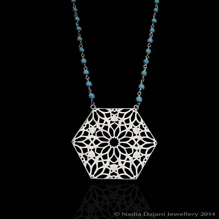 LARGE HEXAGON NECKLACE WITH SMALL STONES