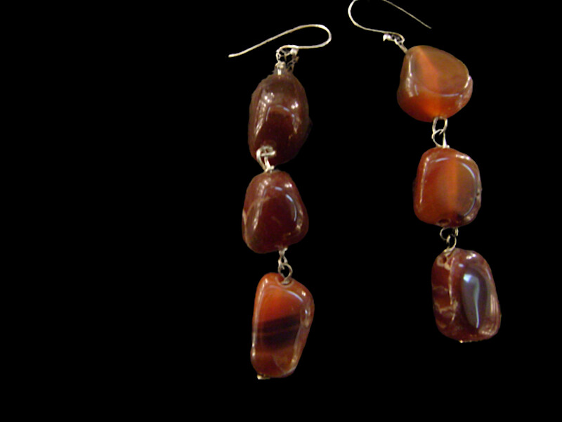 THREE AGATE EARRINGS
