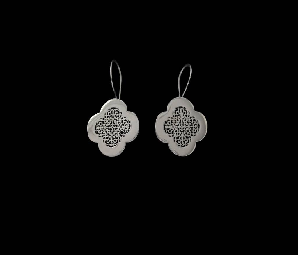 Large Silver Clover Earrings