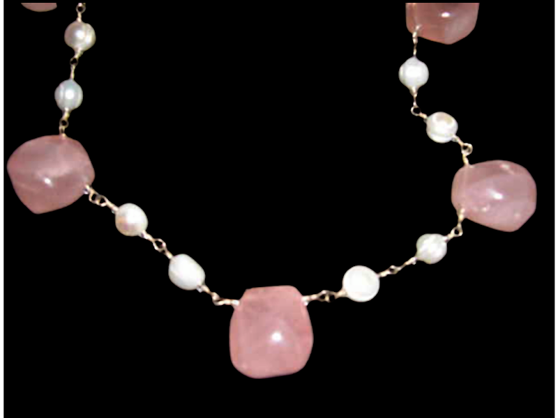 ROMAN DESIGN NECKLACE WITH SIDE DRILLED STONE AND PEARLS