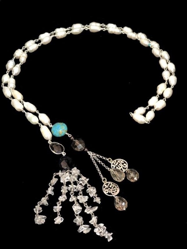 PEARL TIE NECKLACE CALLIGRAPHY ENDINGS