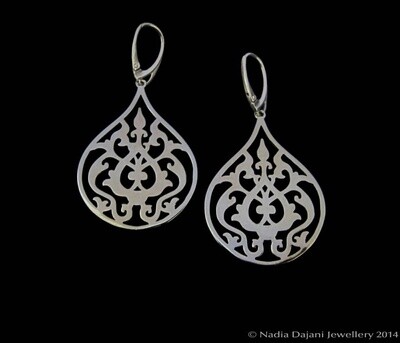 Large Gold Plated Arabesque Earrings with French Hook