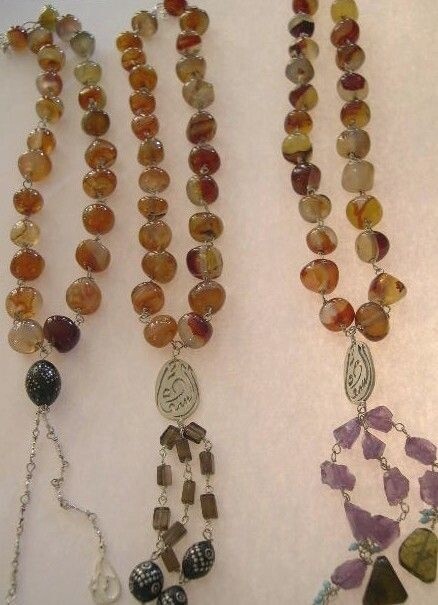 Agate Bead Wire Necklace With Salam &amp; Tassel