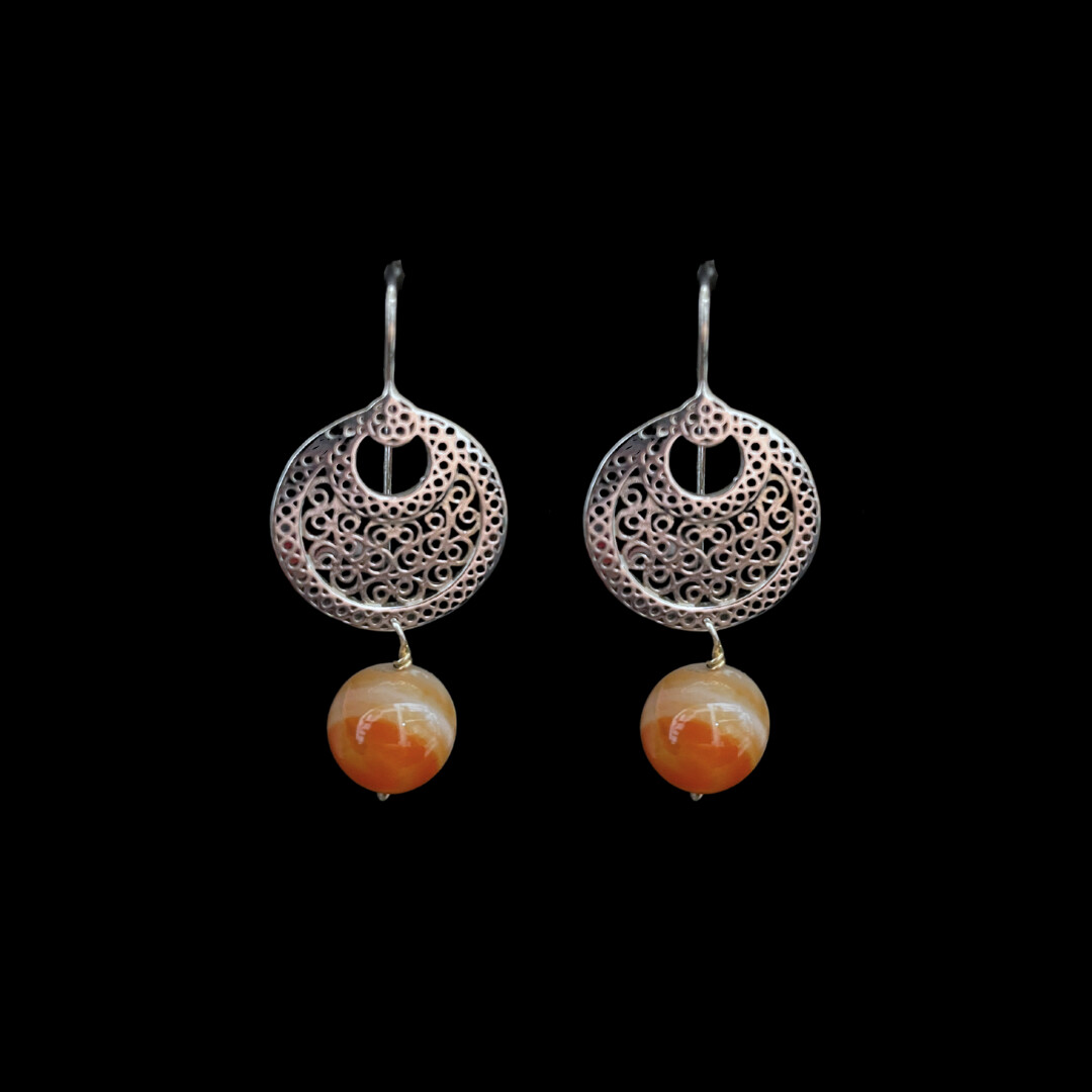 Small gp Crescent Earrings with Stone Drop