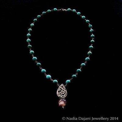 Almond Nima Necklace with Drop Stone