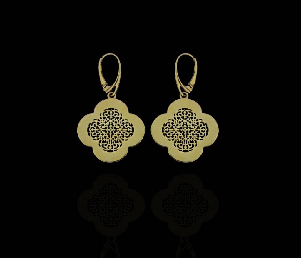 Gold Plated Clover Earrings on French Hook