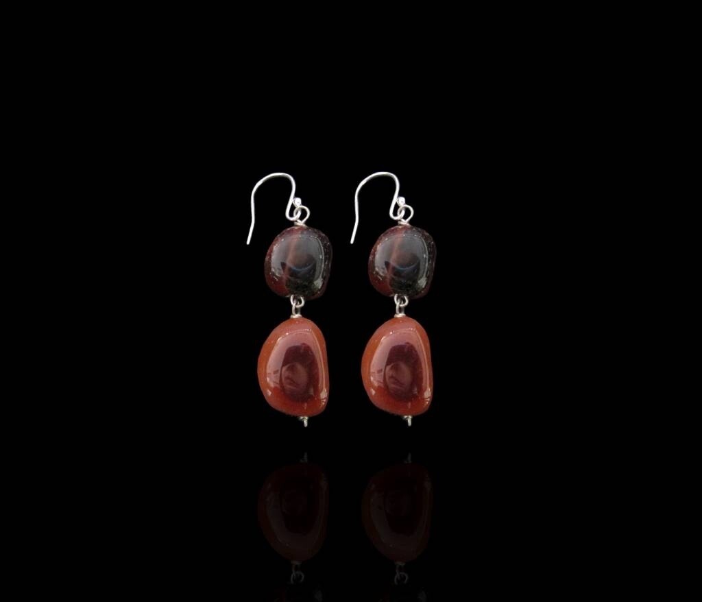 TWO TIER AGATE EARRINGS