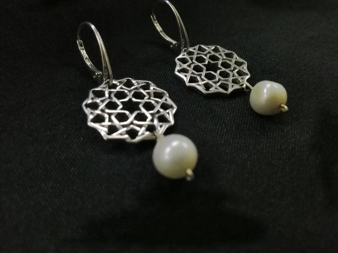 Silver Cordoba Earrings with Stone Drop