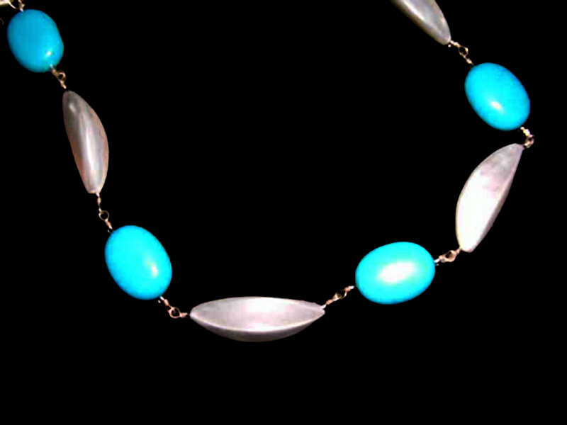 TURQUOISE STONE NECKLACE WITH SHELL
