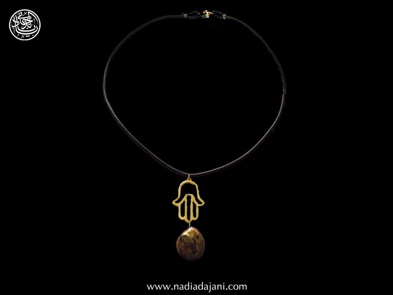 LEATHER NECKLACE WITH HAND OF FATIMA