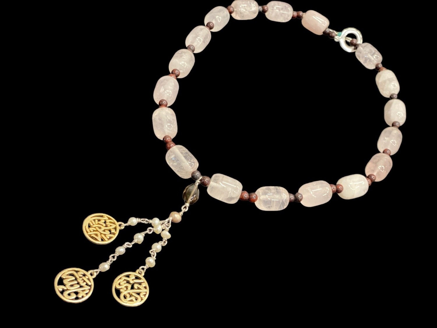 ROSEQUARTZ NECKLACE WITH FALLAH KHEIR HAFETH TASSELS GP