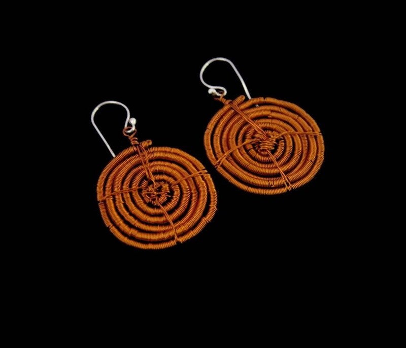Large copper swirl earrings